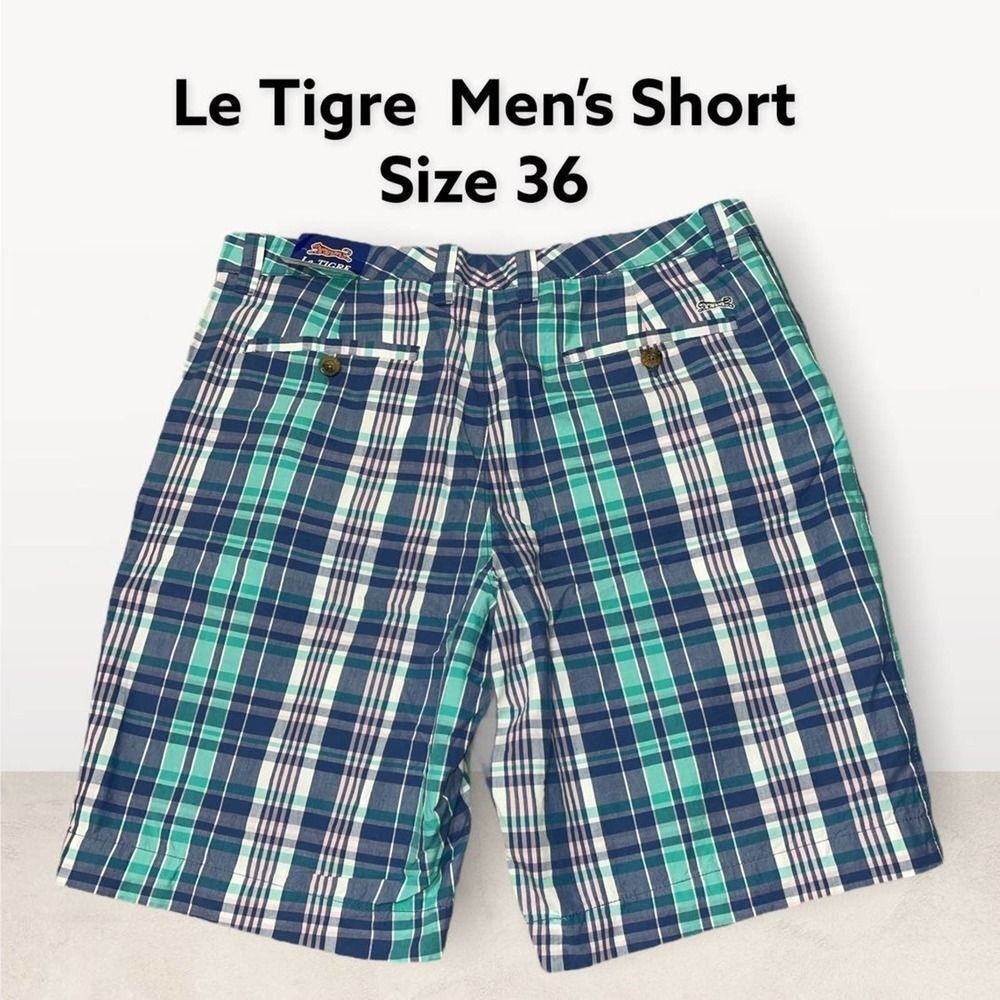 Le Tigre Madras Plaid Shorts Men’s Waist 36 Color sprtaquapl Style LT6ST20Y NWT